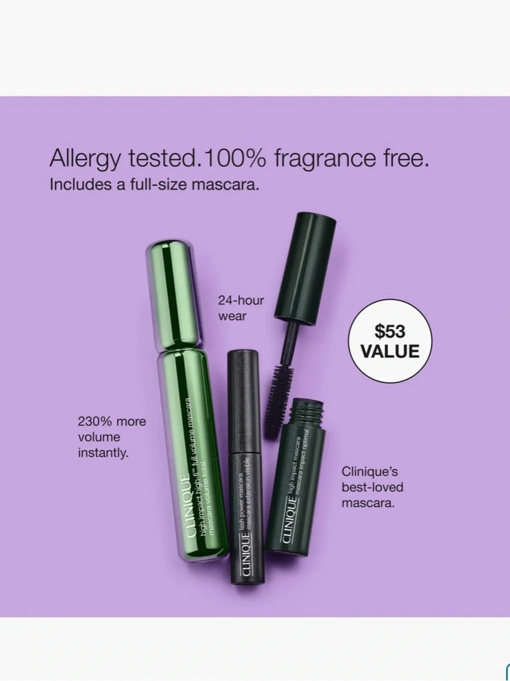 Clinique Mascara Trio with Metallic Green Tubes